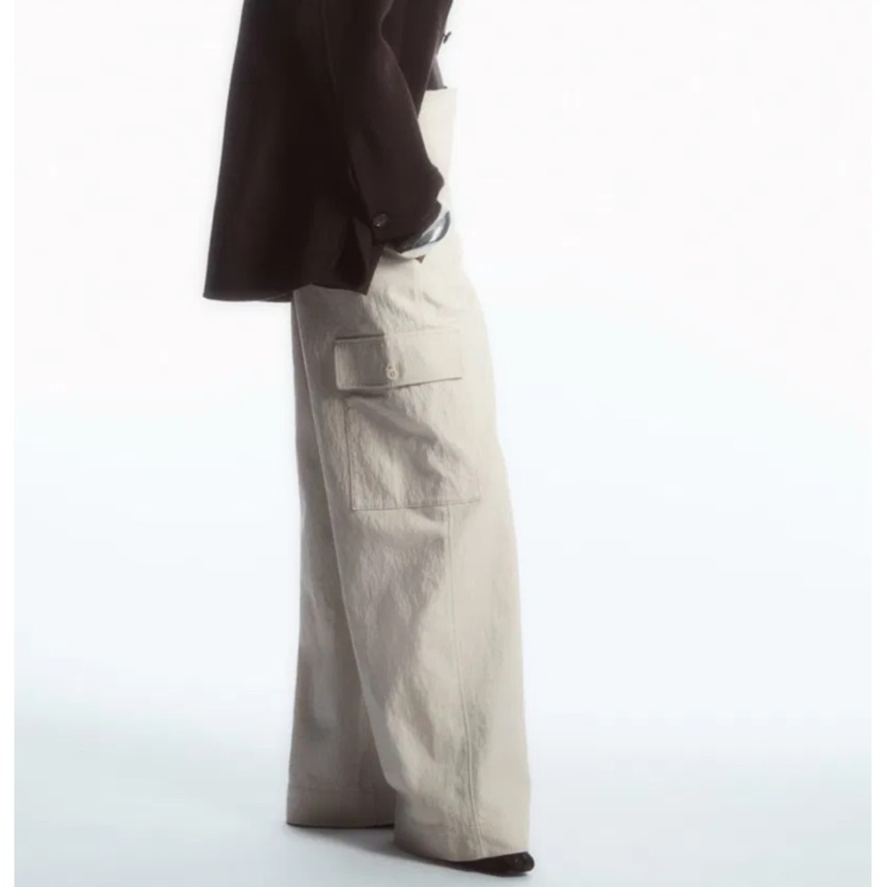 COS Womens Tan Wide Leg Cargo Pants 10